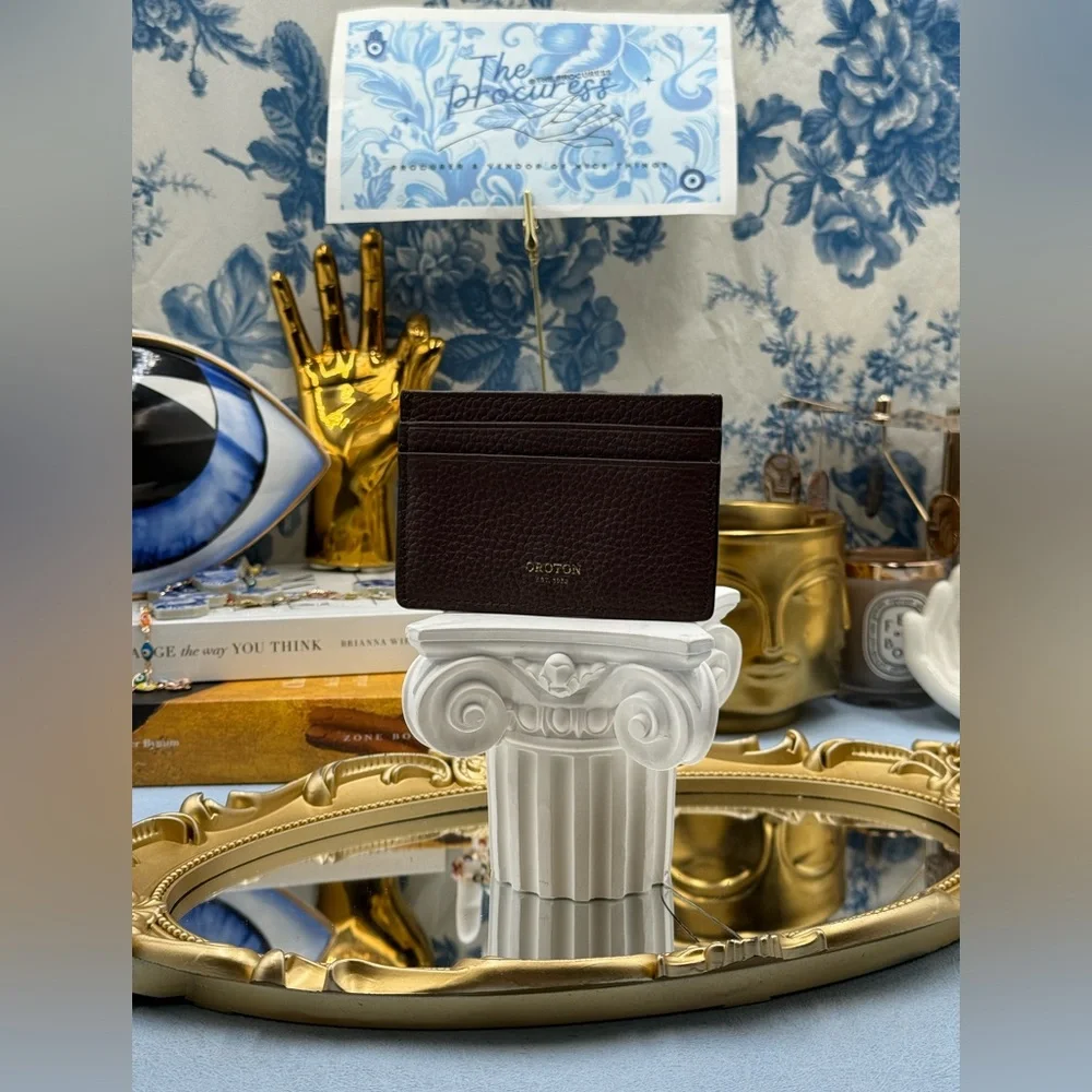 🆕 OROTON 🧿 NWOT Margot Card Sleeve, Brown Bear Leather Cardholder